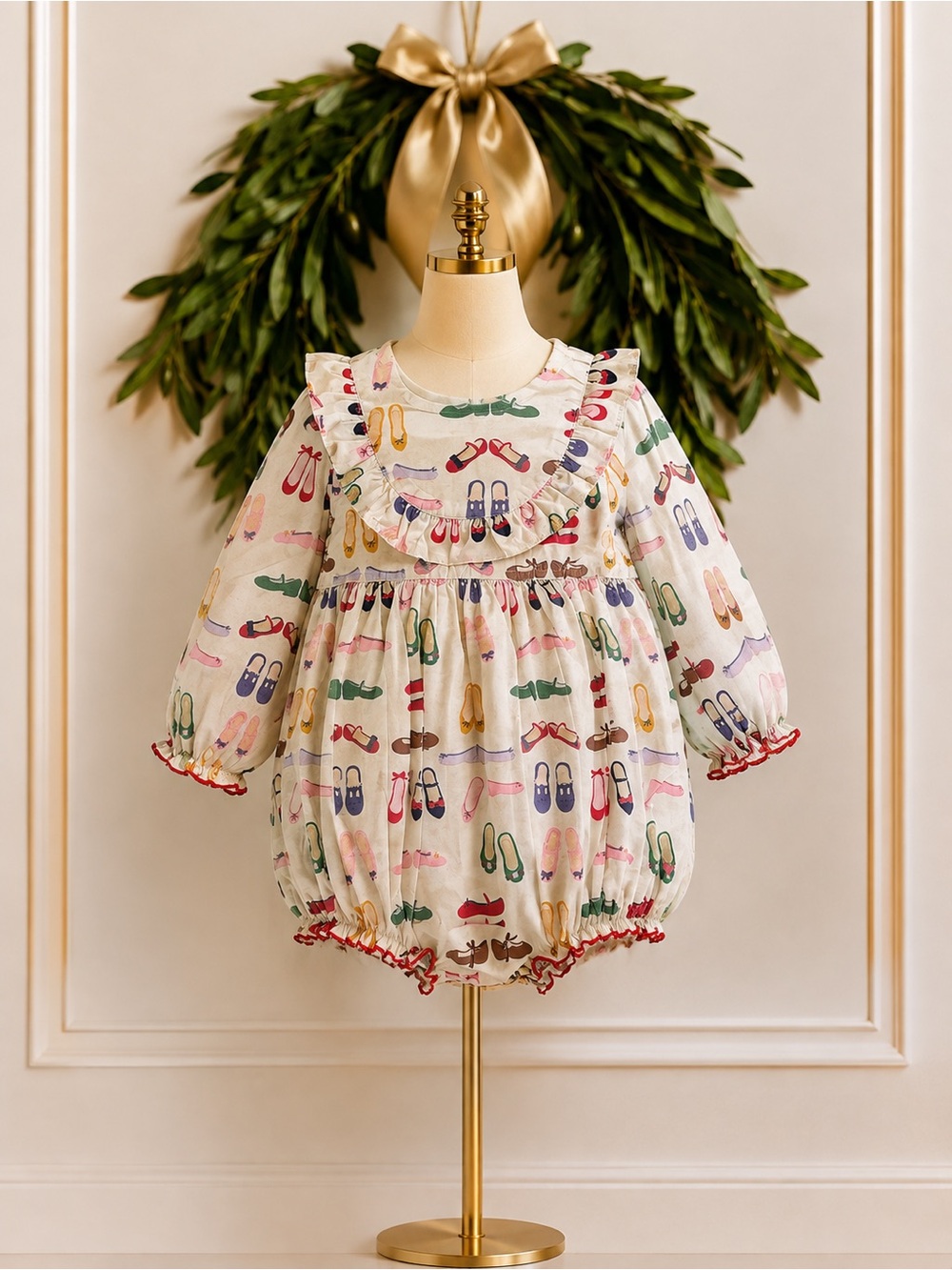 Pink Chicken New York Ivory Multi Color Shoes One Piece Romper